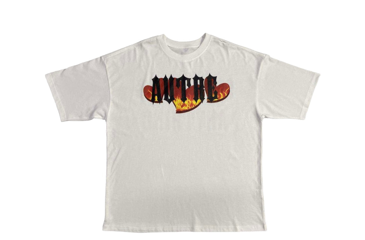 Flaming Heart Tee - WHITE