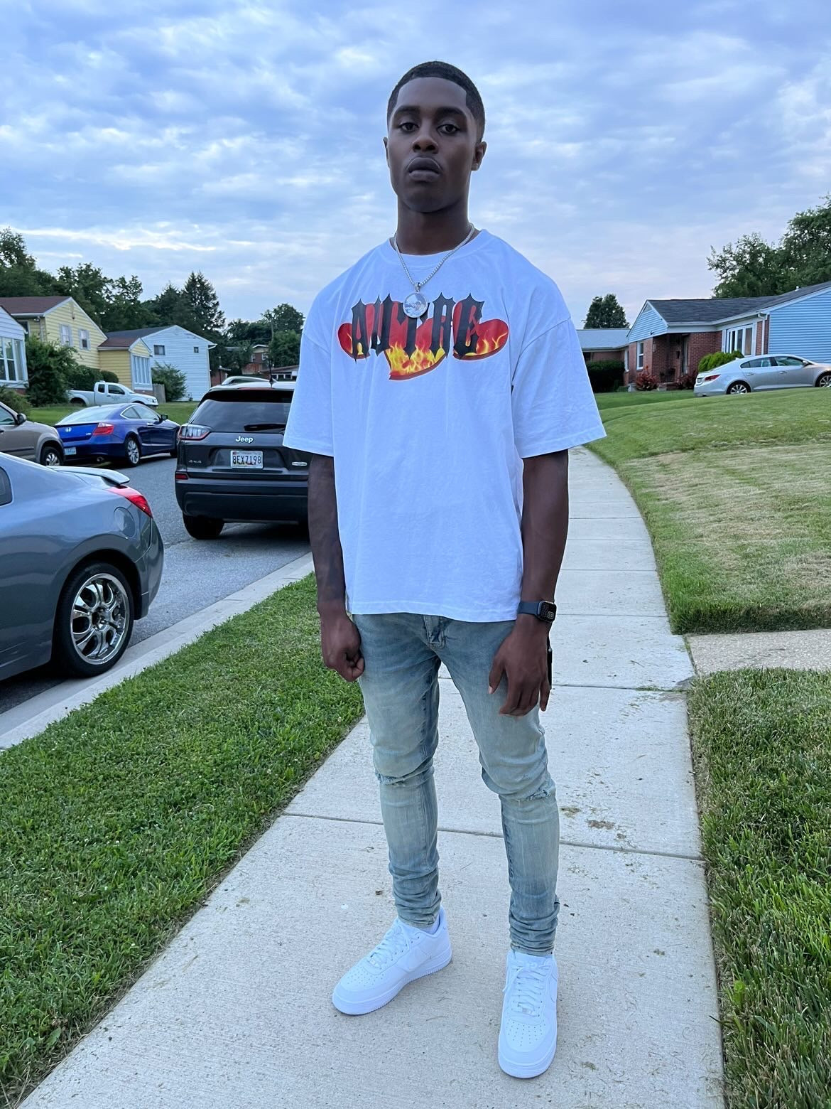Flaming Heart Tee - WHITE