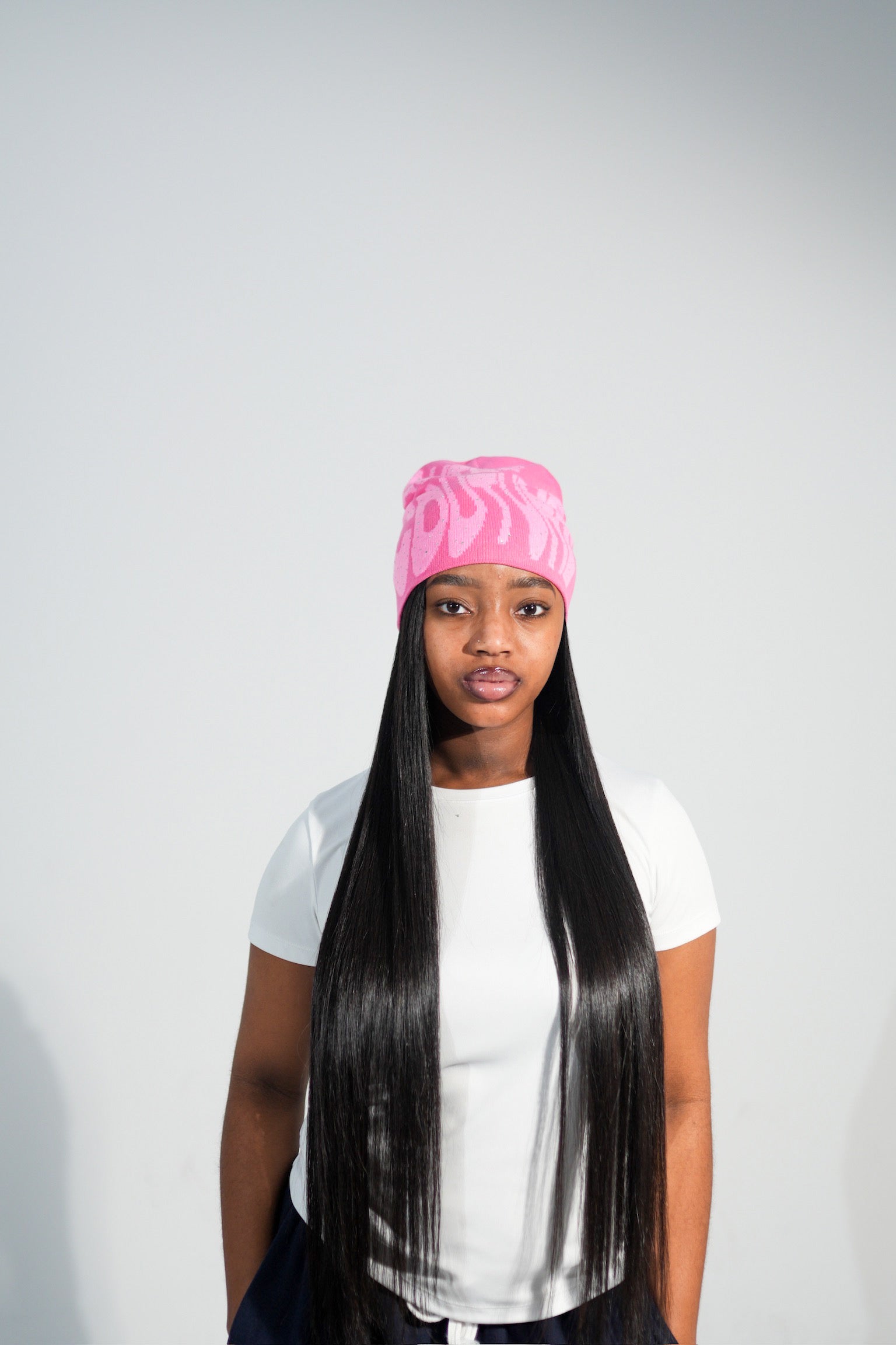 Bedazzled Swirl Beanie - Pink/Hot Pink