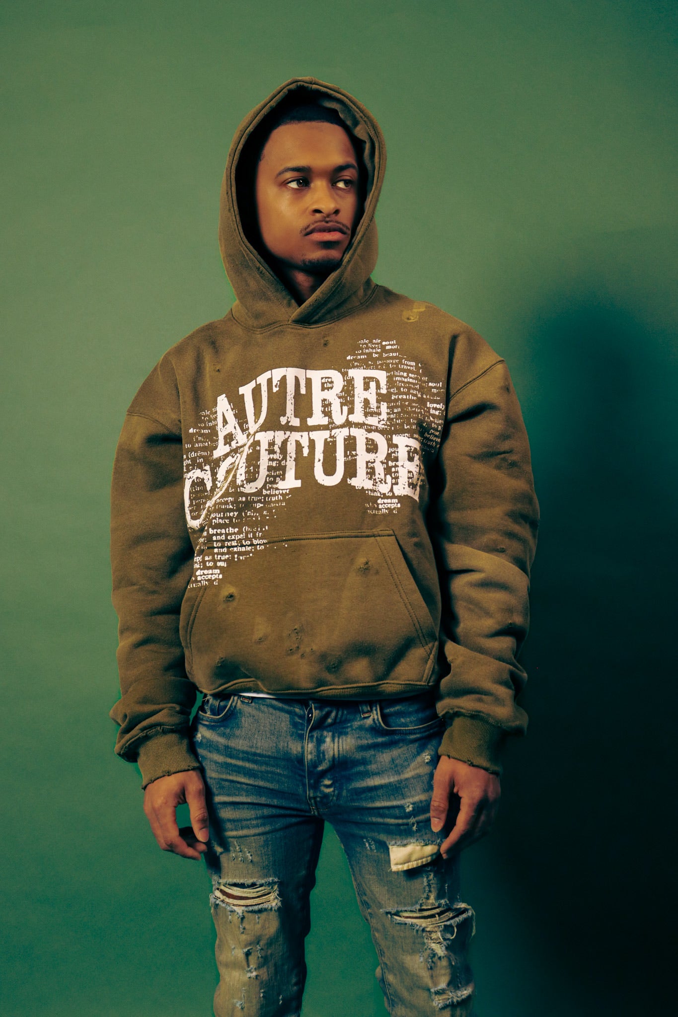 Words Of Affirmations HOODIE - Olive Green